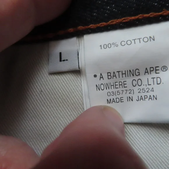 Y2K BAPE Jeans with iconic Star Design on the Front Japanese DenimL (36x35)
